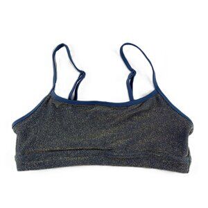 Aerie Sparkle Straight Scoop Bikini Top Women's Size Medium Marbled Blue Swim